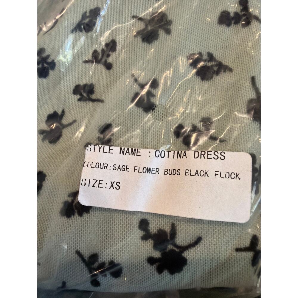 New motel Sage Cotina dress flower buds black flock size small - Picture 5 of 5